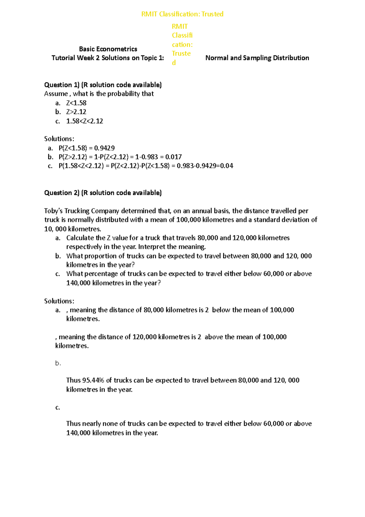 Basic Econometrics Tutorial 2 Solutions C - Basic Econometrics Tutorial ...