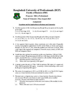 Math assignment 23 - Mathematics for decision - Studocu