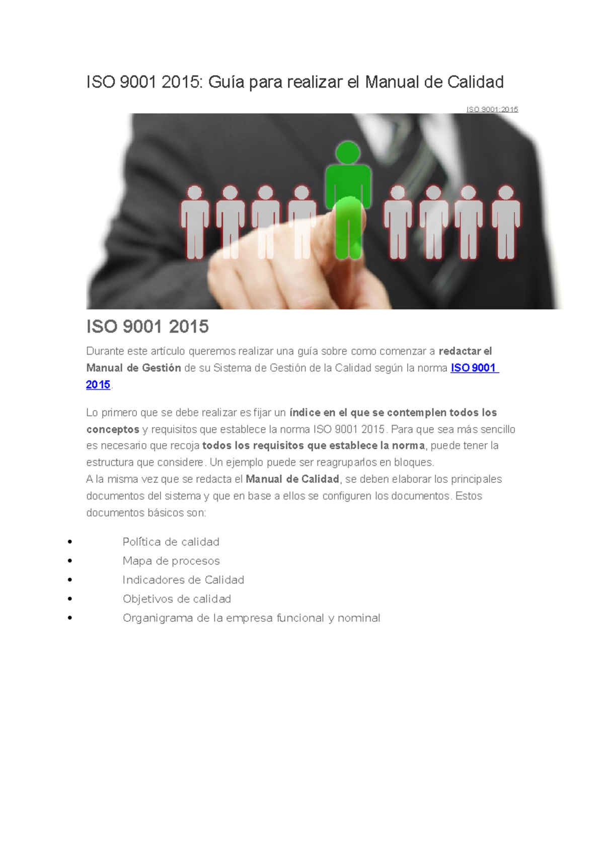 ISO 9001 2015 - ISO - ISO 9001 2015: Guía para realizar el Manual de ...