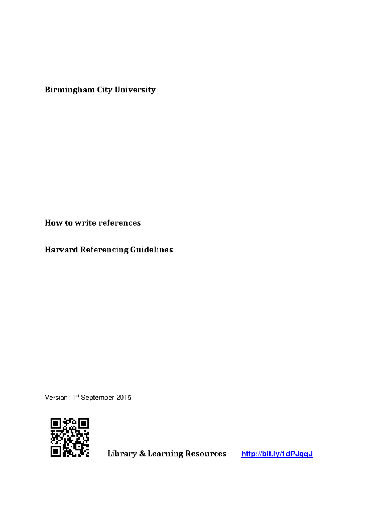 How to write references Harvard Referenc - Birmingham City University ...