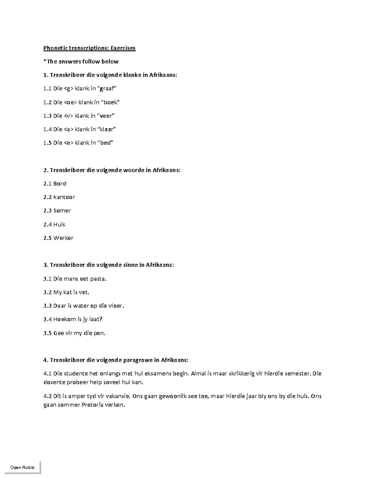 Phonetic Transcriptions Exercises Phonetic Transcriptions Exercises