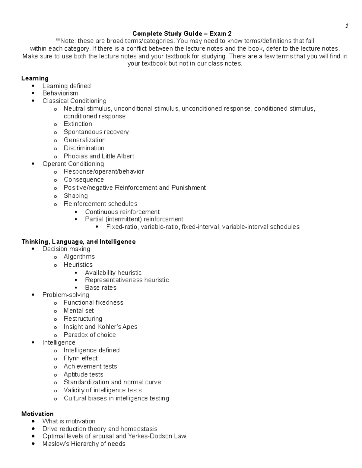 Study Guide - Exam 2 - Complete Study Guide – Exam 2 **Note: these are ...