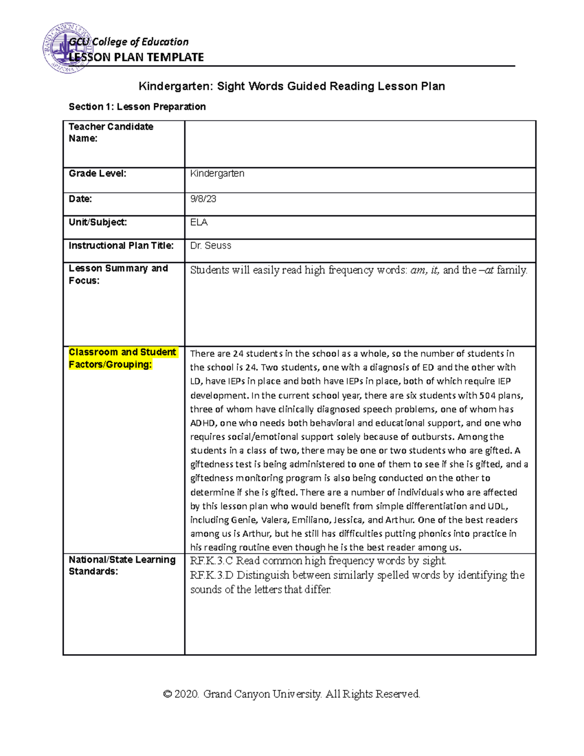 SPD-208 RS T5 Kindergarten Sight Words Guided Reading Lesson Plan ...