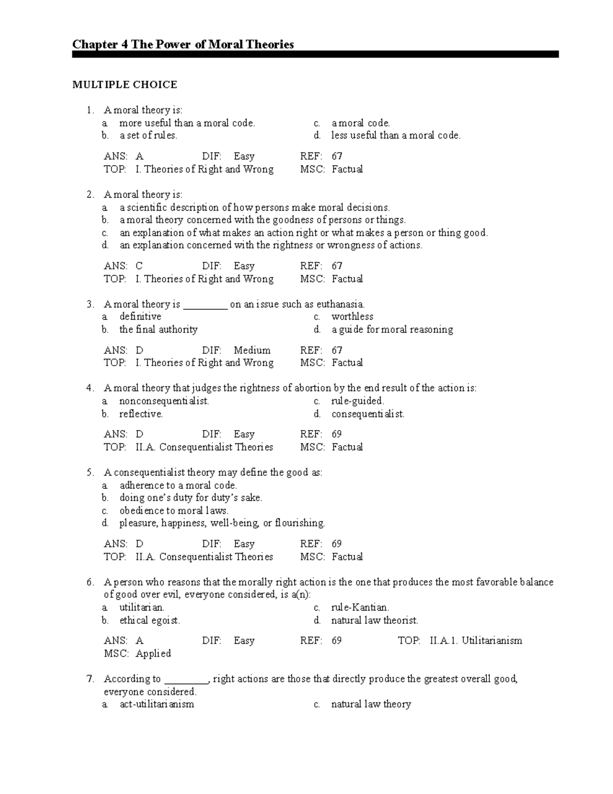 Ch4 The Power Of Moral Theories Chapter 4 The Power Of Moral 