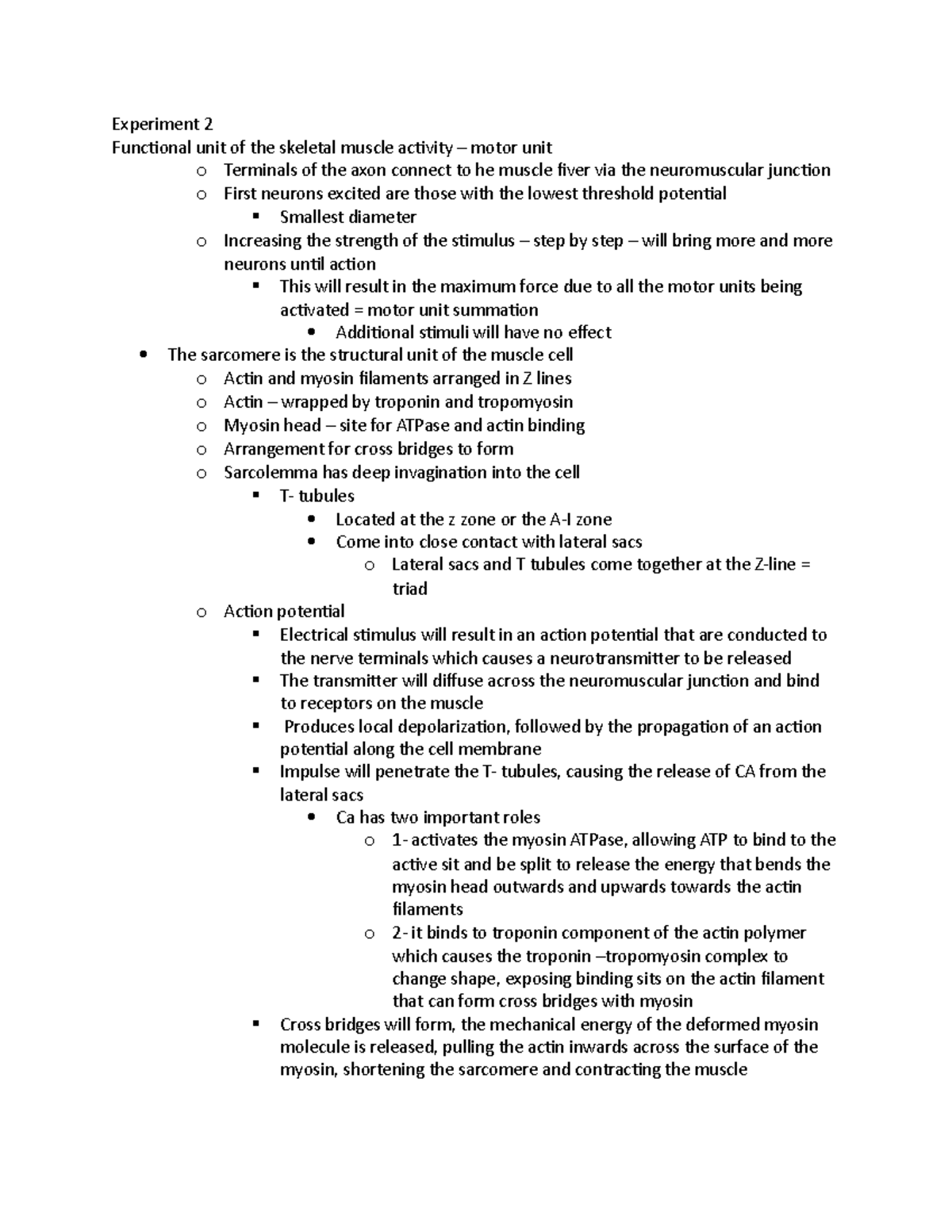 Biomed Lab Study Guide - Experiment 2 Functional unit of the skeletal ...