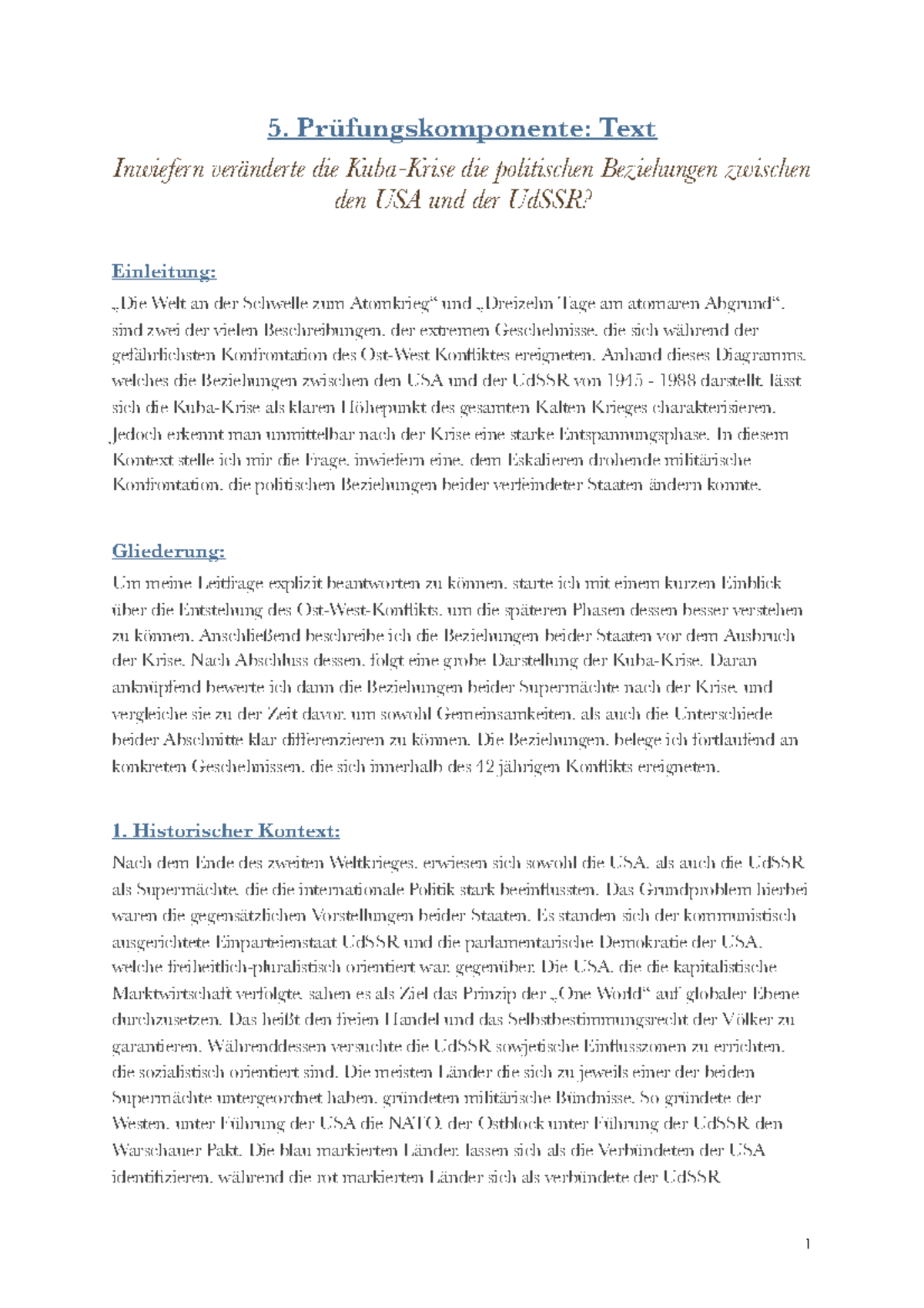 Schriftliche Ausarbeitung 5 Pk Beispiel Text 5pk pdf - Geschuchte - 5. Prüfungskomponente: Text Inwiefern