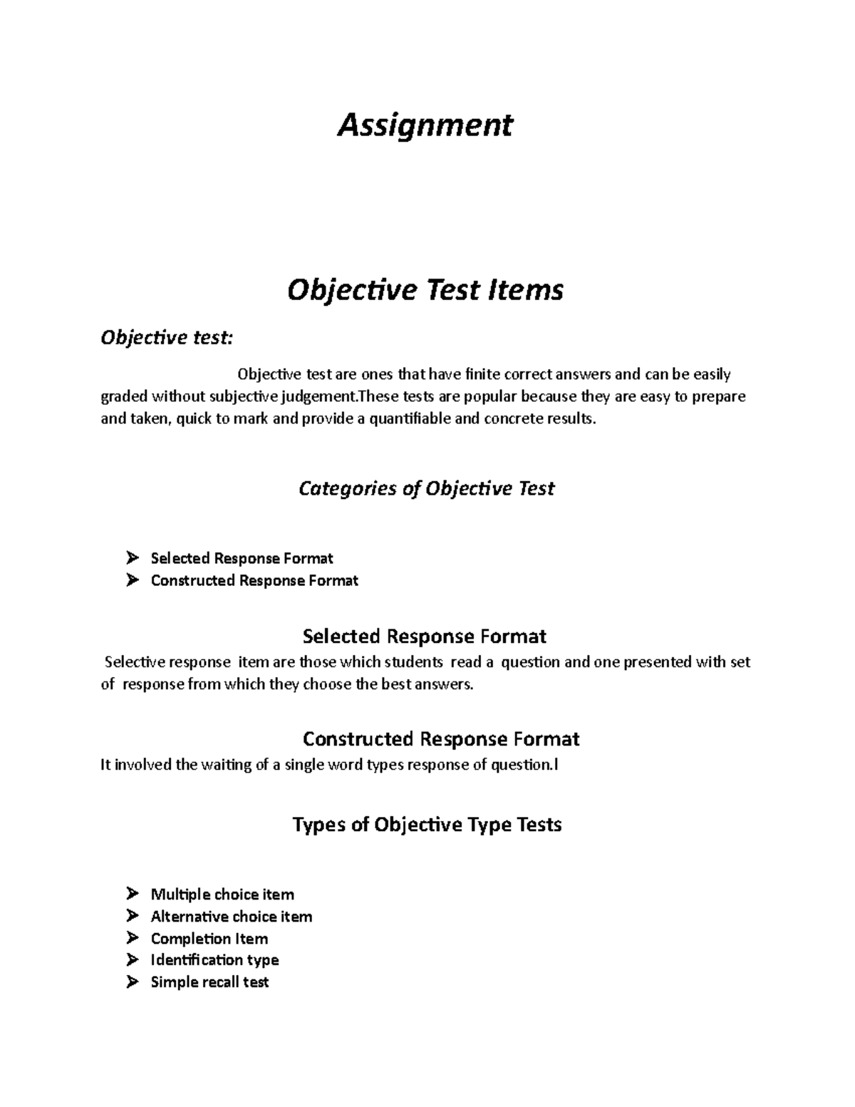 Assignment 9 Presentation Education Assessment Assignment Objective 