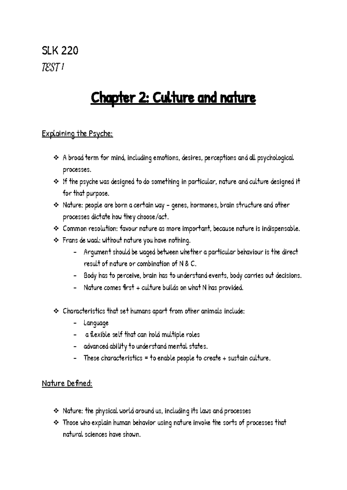 SLK 220 TEST 1 - Summary Psychology 220 - SLK 220 TEST 1 Chapter 2 ...