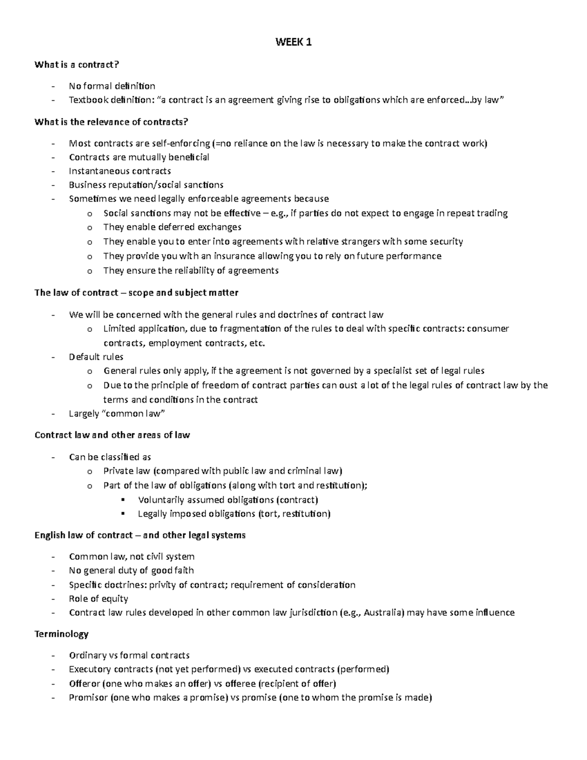 study-notes-week-1-what-is-a-contract-no-formal-definition