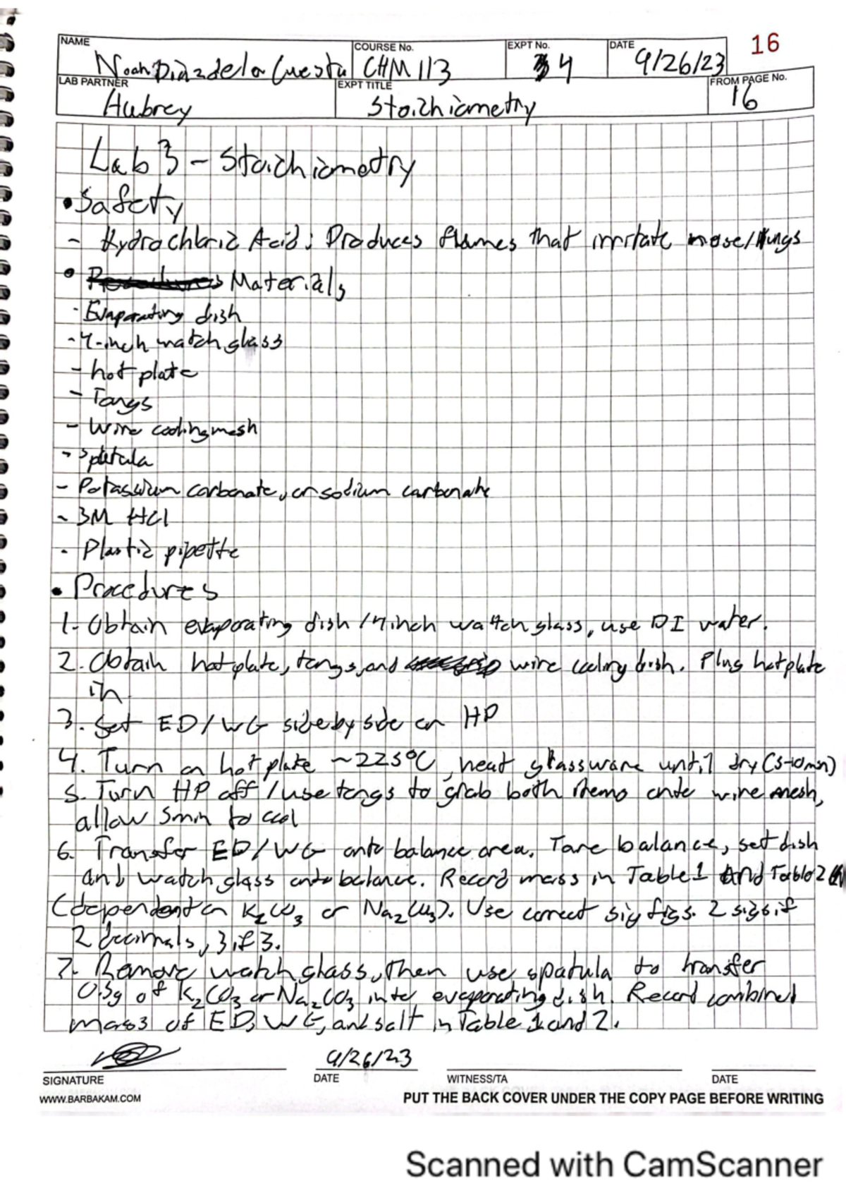 Lab 3 Stoichiometry Documents - Chm-113 - Studocu