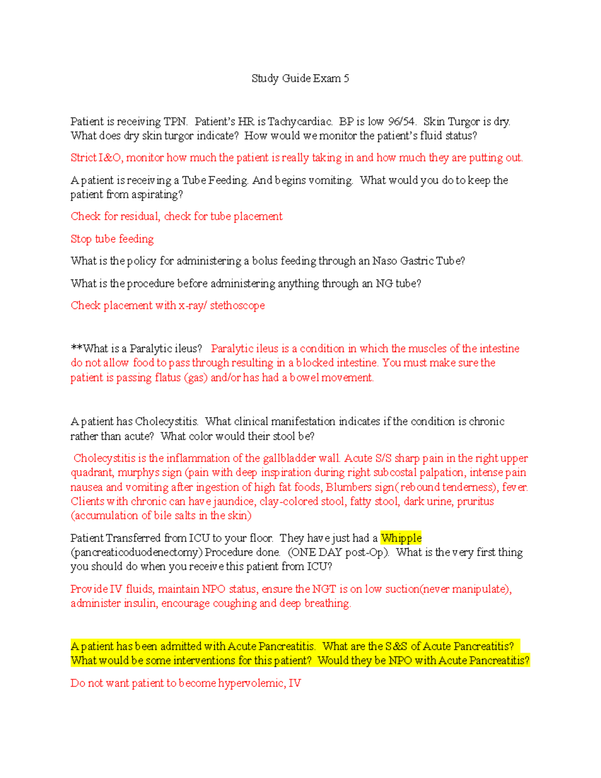 Med Surg Exam 5 - Med surg Exam 5 study guide - Study Guide Exam 5 ...