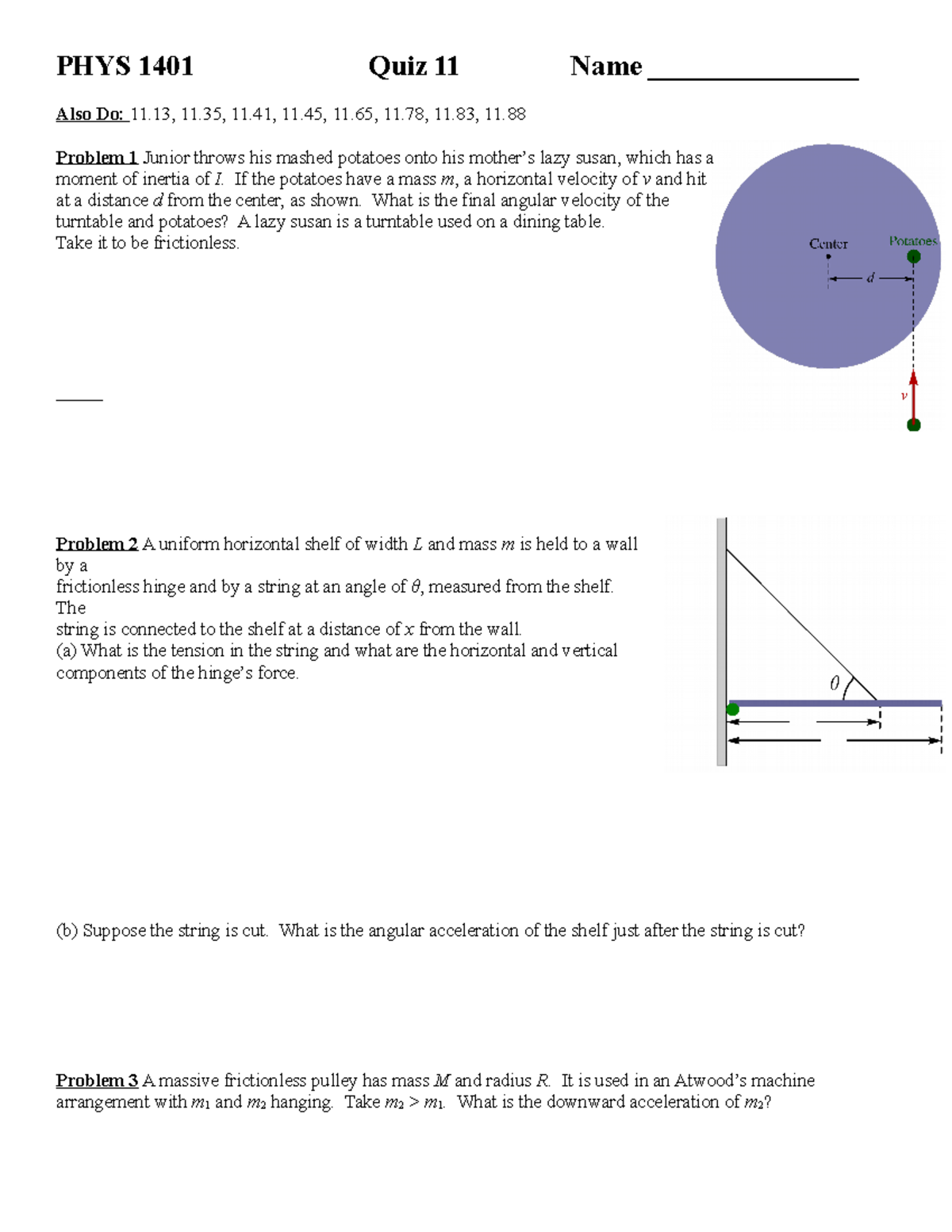 Quiz 11 - practice quiz 11 - PHYS 1410 - Blinn College - Studocu