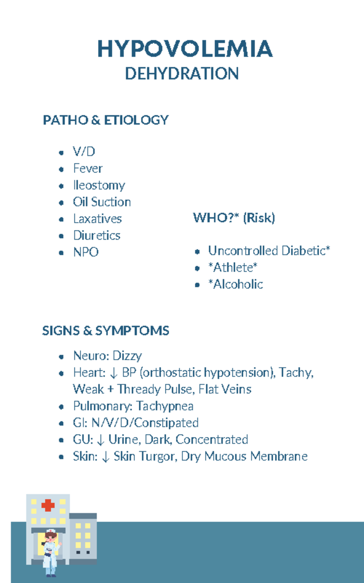 Med Surge 1 Completed notes HYPOVOLEMIA DEHYDRATION PATHO