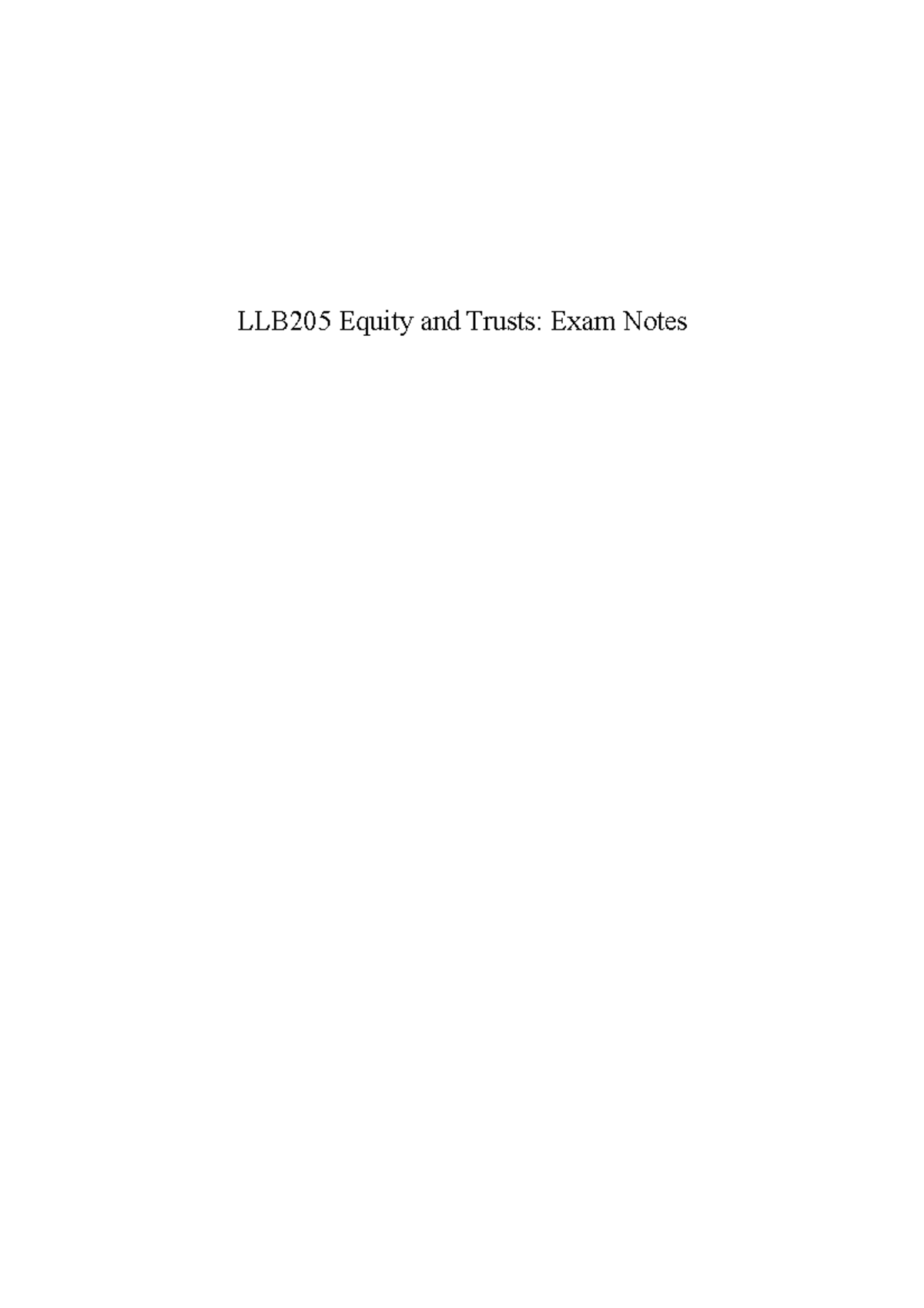 LLB205 Equity and Trusts Notess - LLB205 Equity and Trusts: Exam Notes ...
