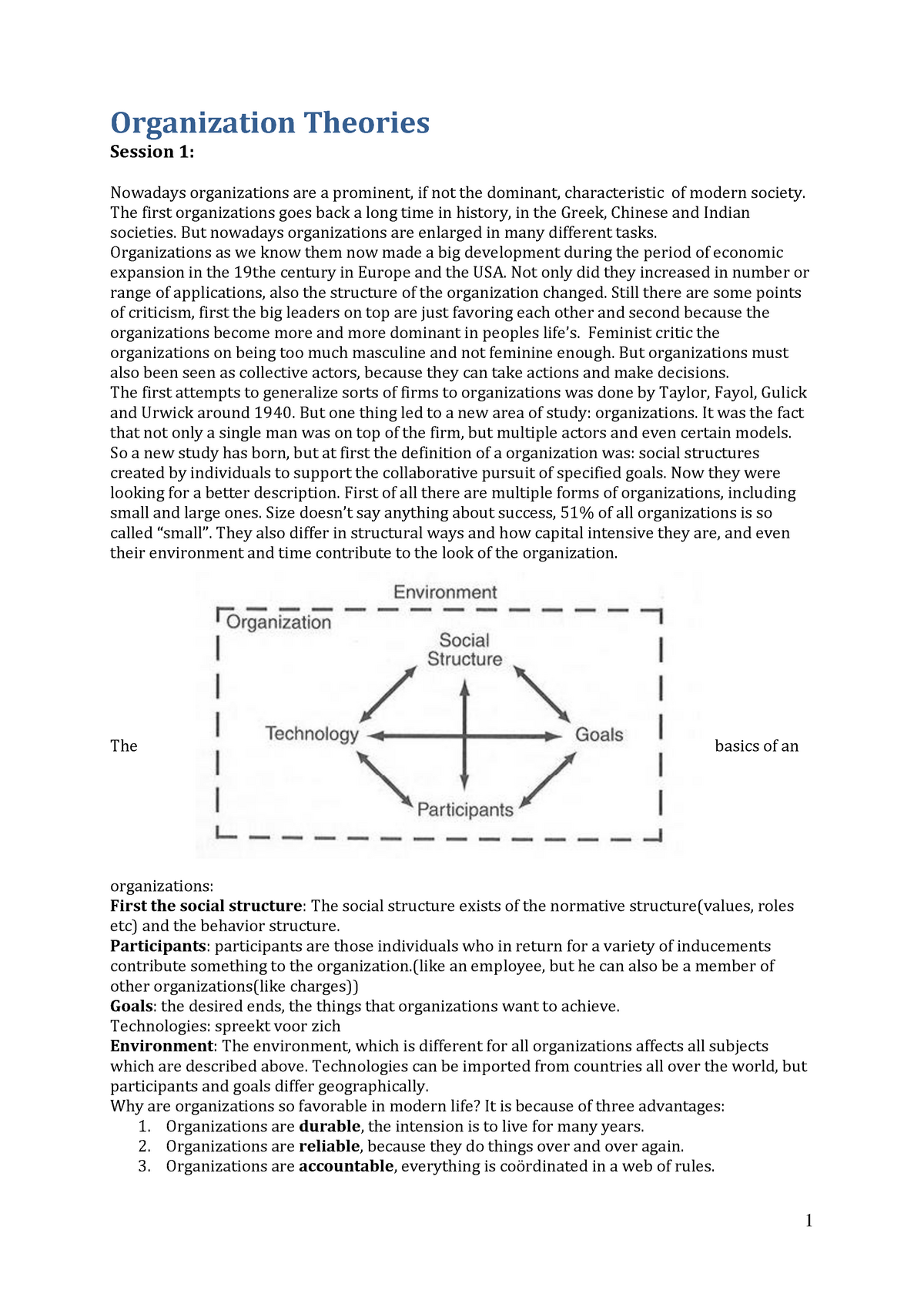 essay about theories of organization