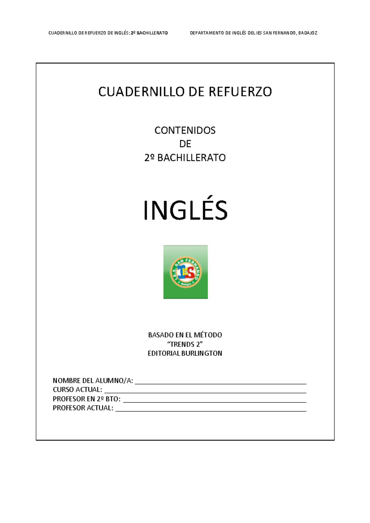 2Bto- Grammar AND Vocabulary-1 - CUADERNILLO DE REFUERZO DE INGLÉS: 2º ...