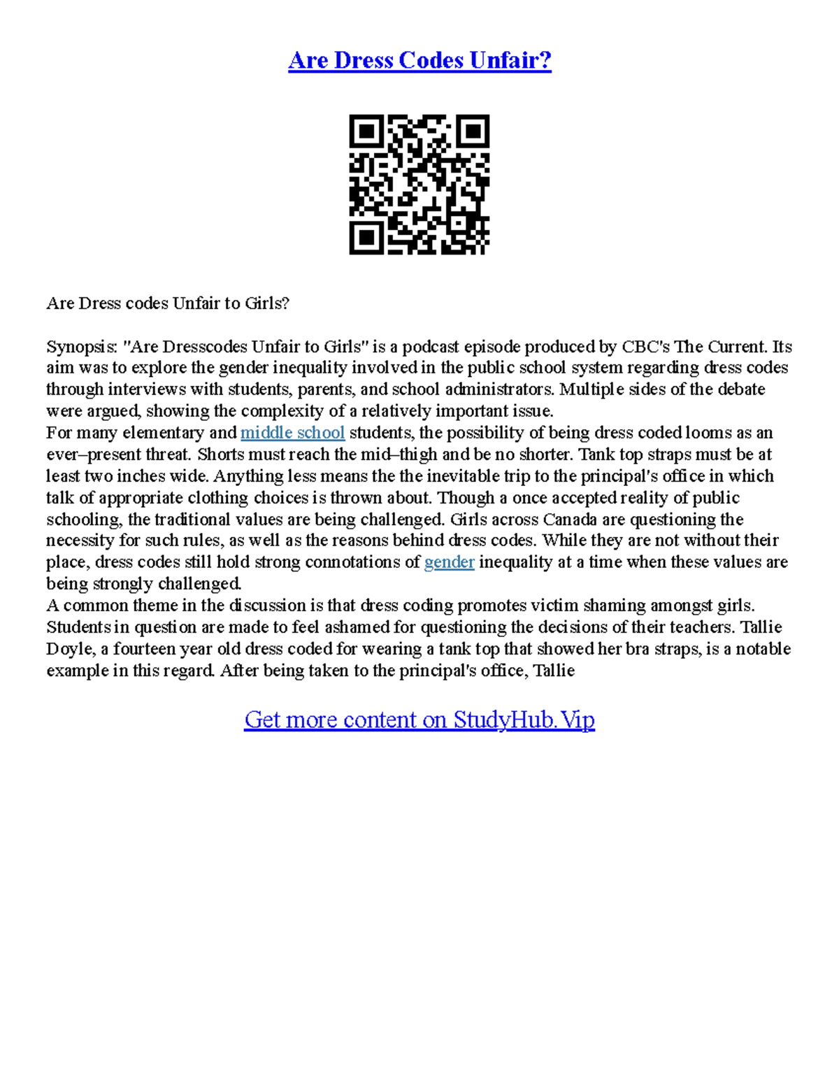 Dress Code Essay - Are Dress Codes Unfair? Are Dress codes Unfair to ...