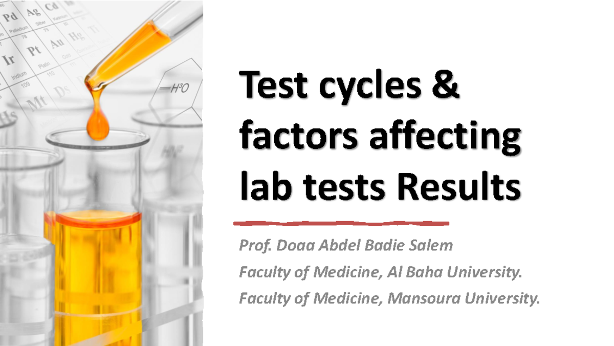 1 LAB Testing Cycle Job jhbjh Test cycles & factors affecting lab