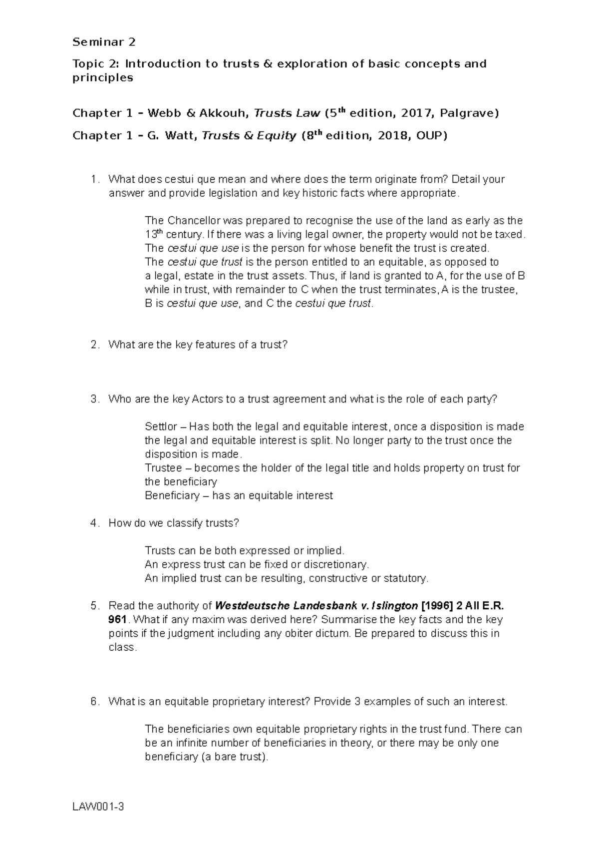 Seminar 2 - Introduction to trusts & exploration of basic concepts and ...