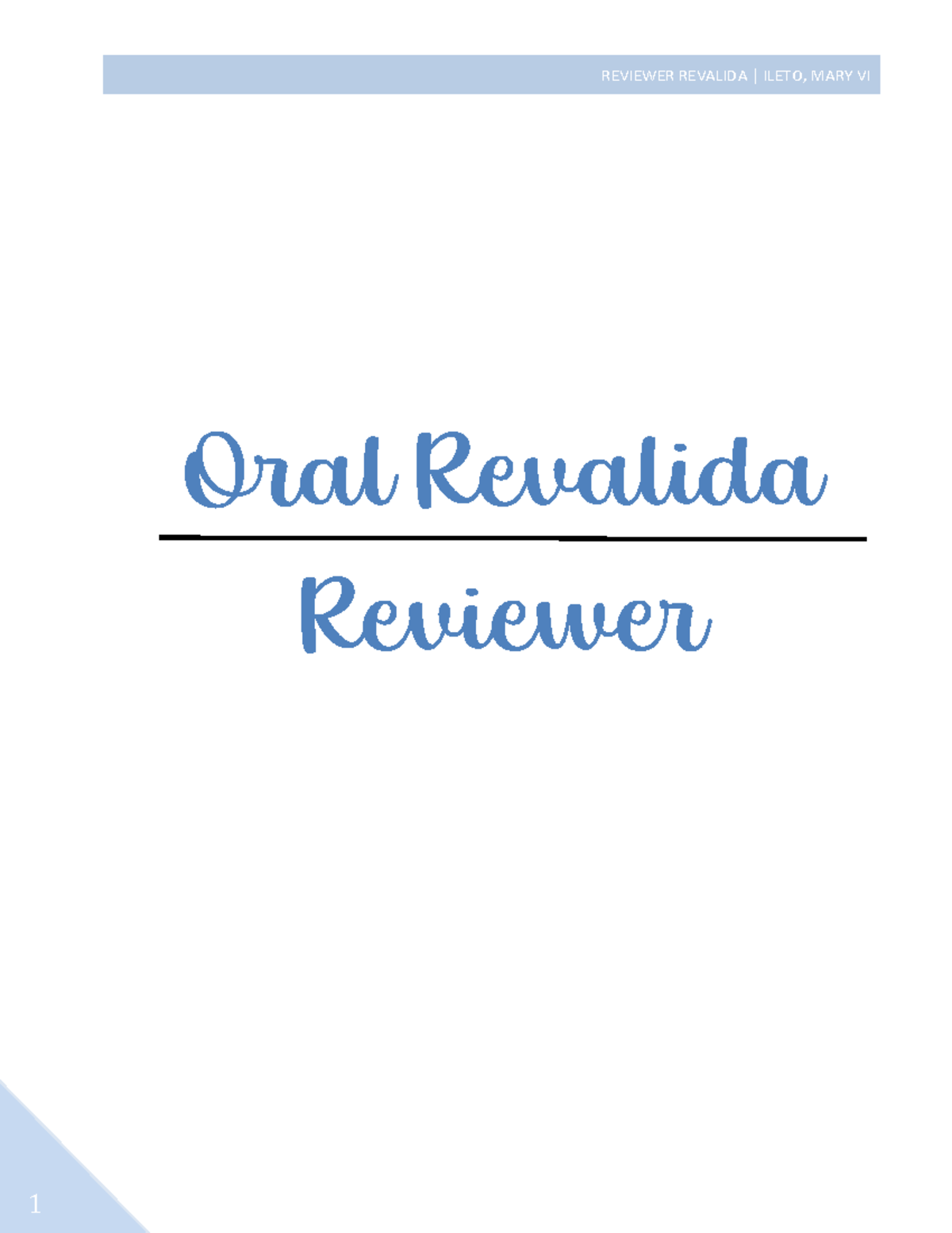 Revalida Reviewer - Oral Revalida Reviewer ASTHMA A chronic condition ...
