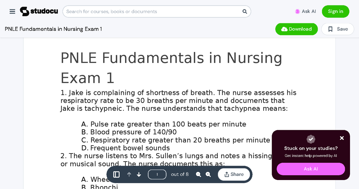 PNLE Fundamentals In Nursing Exam 1 - PNLE Fundamentals In Nursing Exam ...