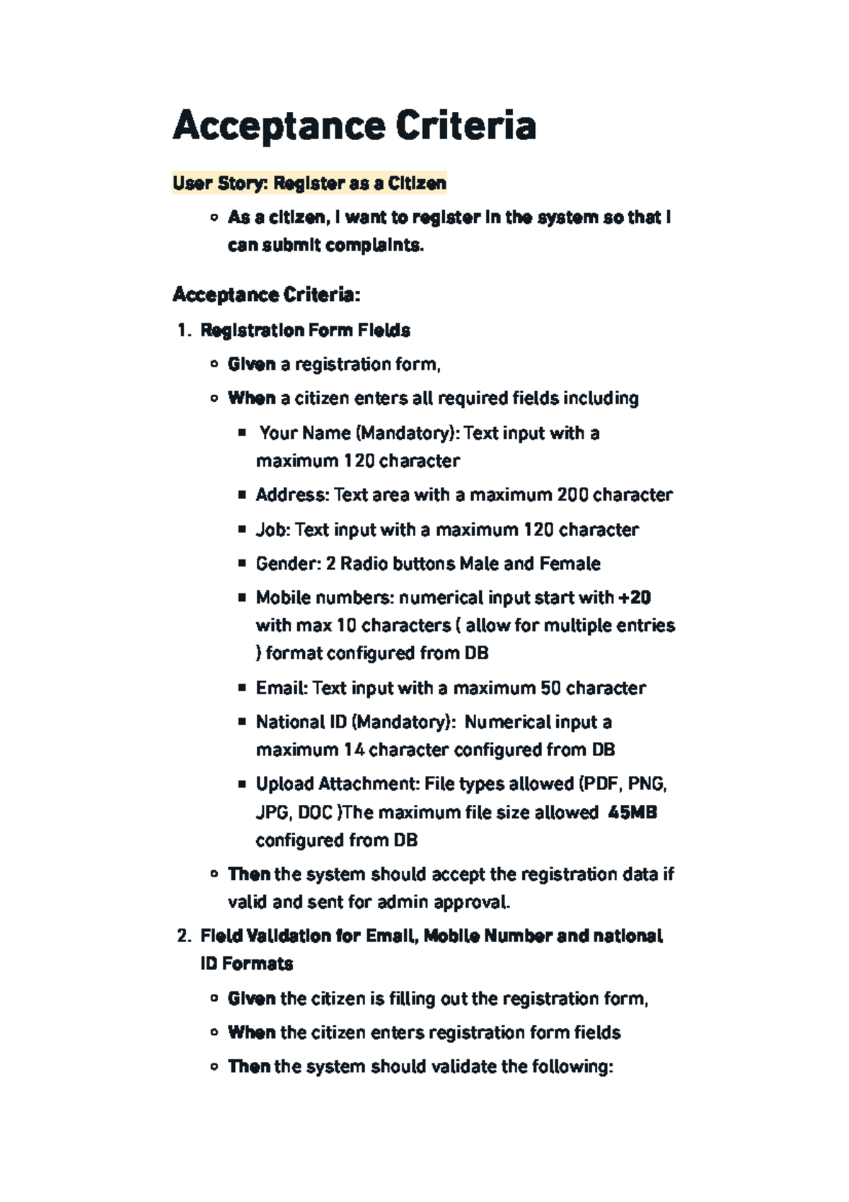 Acceptance Criteria - What sample questions you may ask the client ...