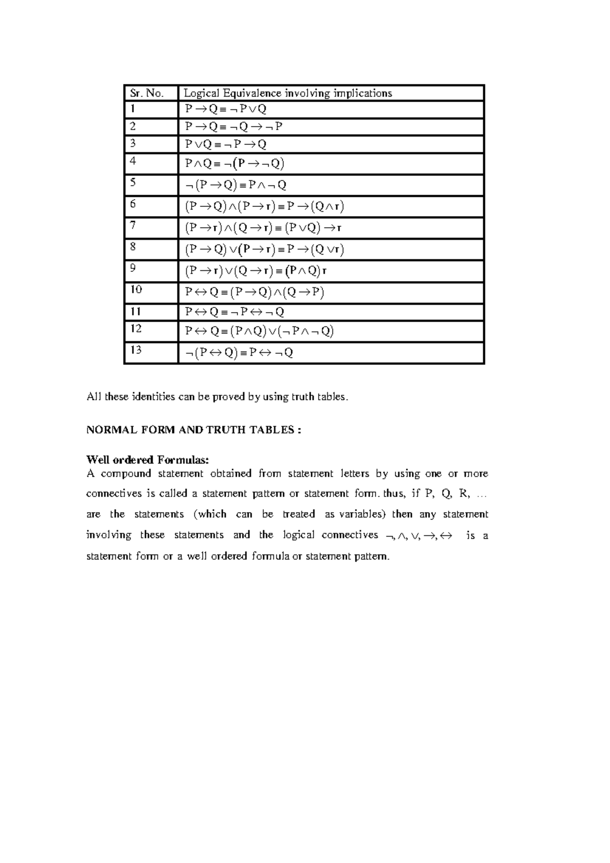 Discrete Mathematics Lecturer Notes PDF-4 - Sr. No. Logical Equivalence ...