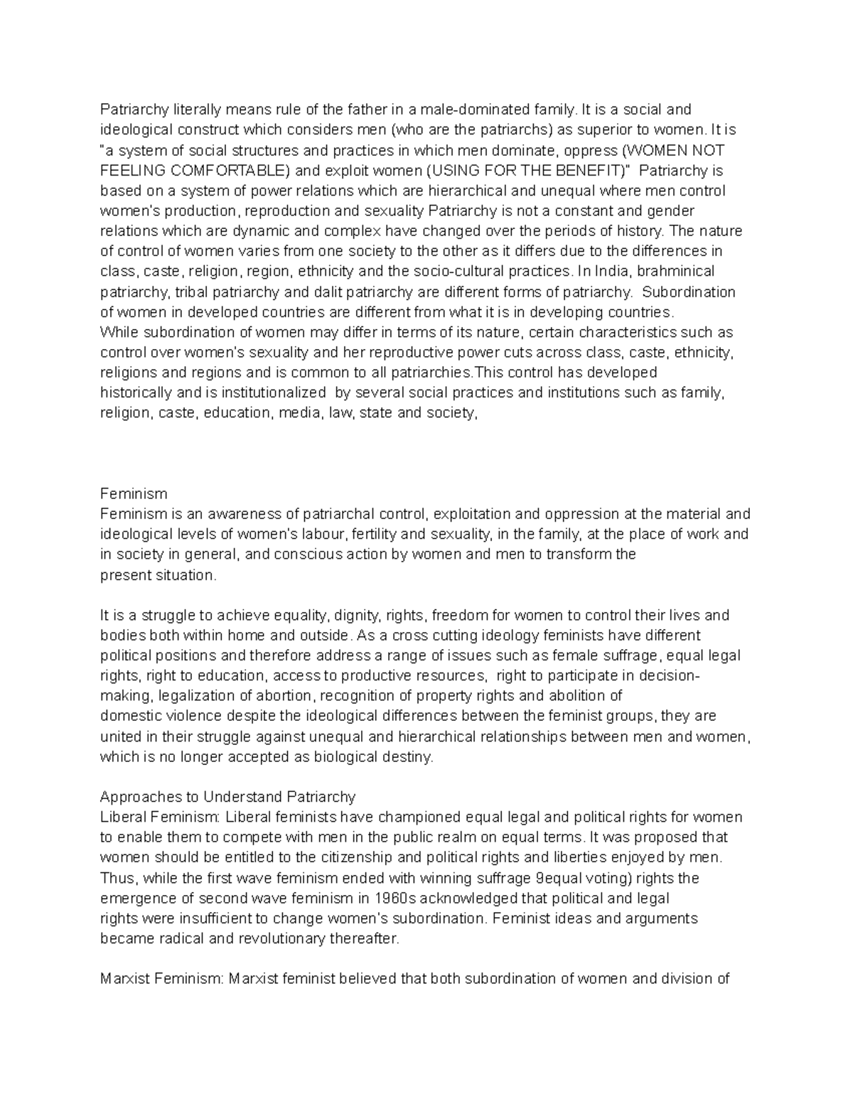 Patriarchy - It is a social and ideological construct which considers ...