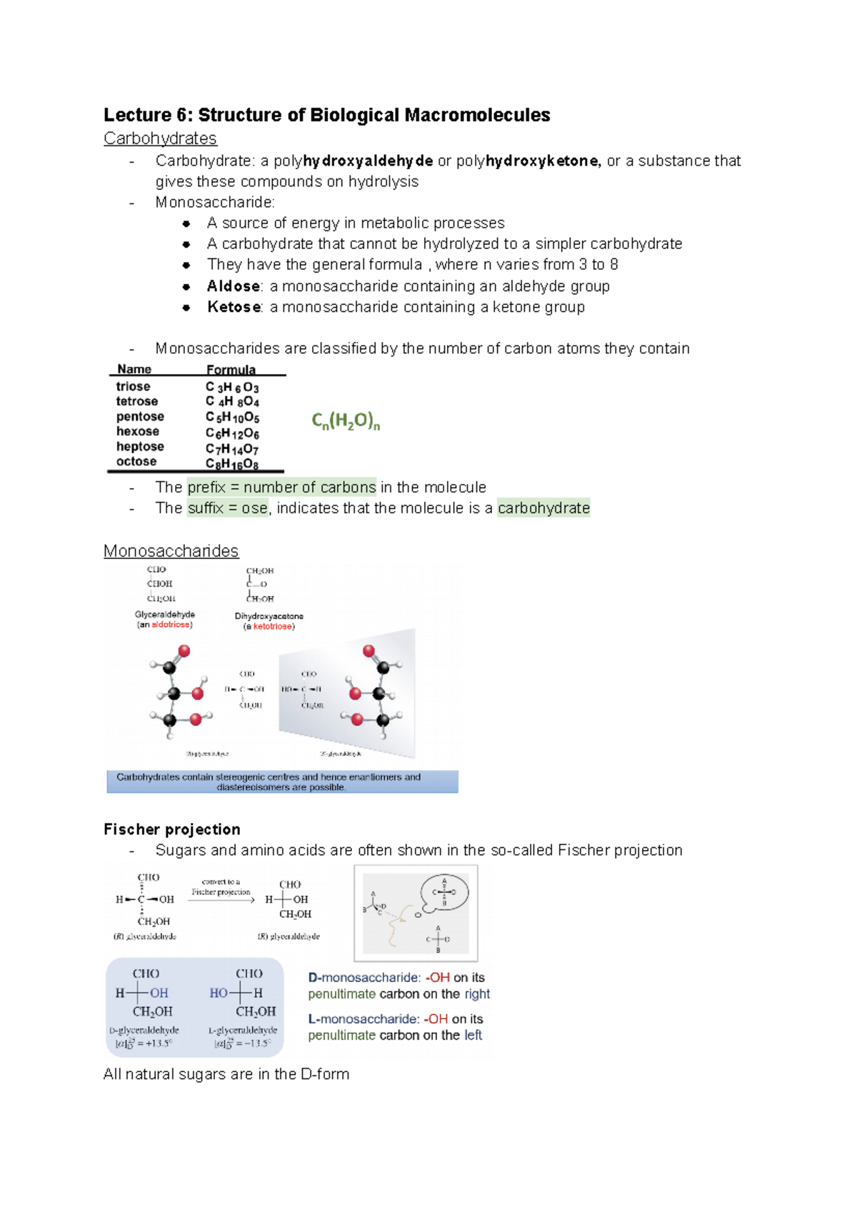 Lect 6 - structure of biological macromolecules - Lecture 6: Structure ...