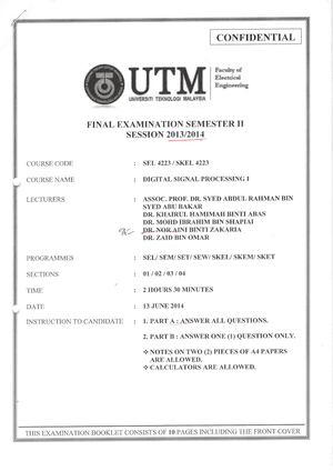Final Examination Semester II Session 1314_Digital Signal Processing ...