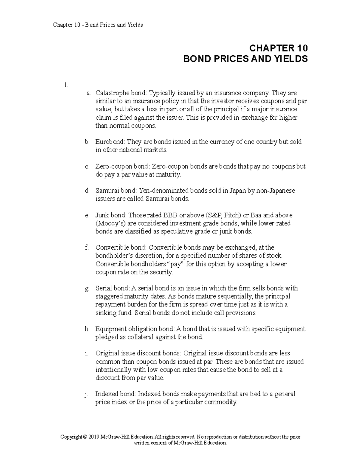 Chapter 10 Solutions - CHAPTER 10 BOND PRICES AND YIELDS 1. A ...