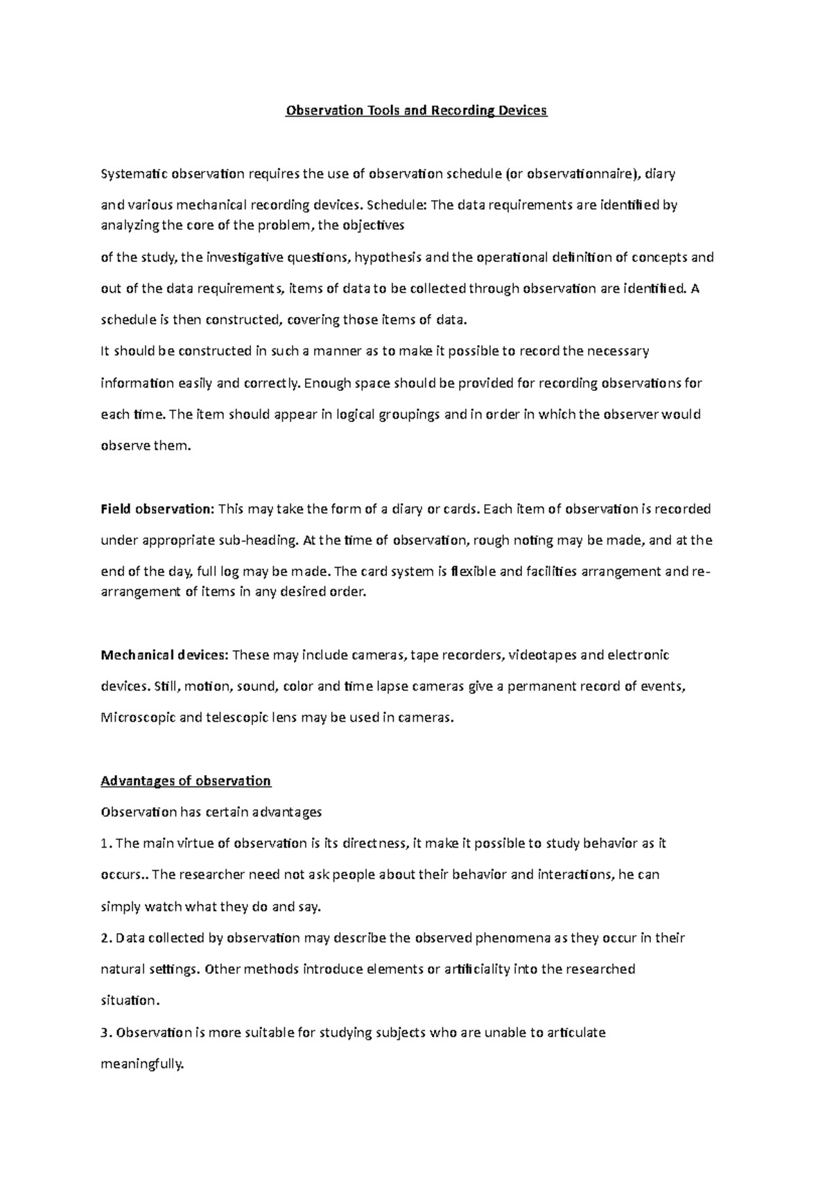 Research 6 - Shortest note - Observation Tools and Recording Devices ...