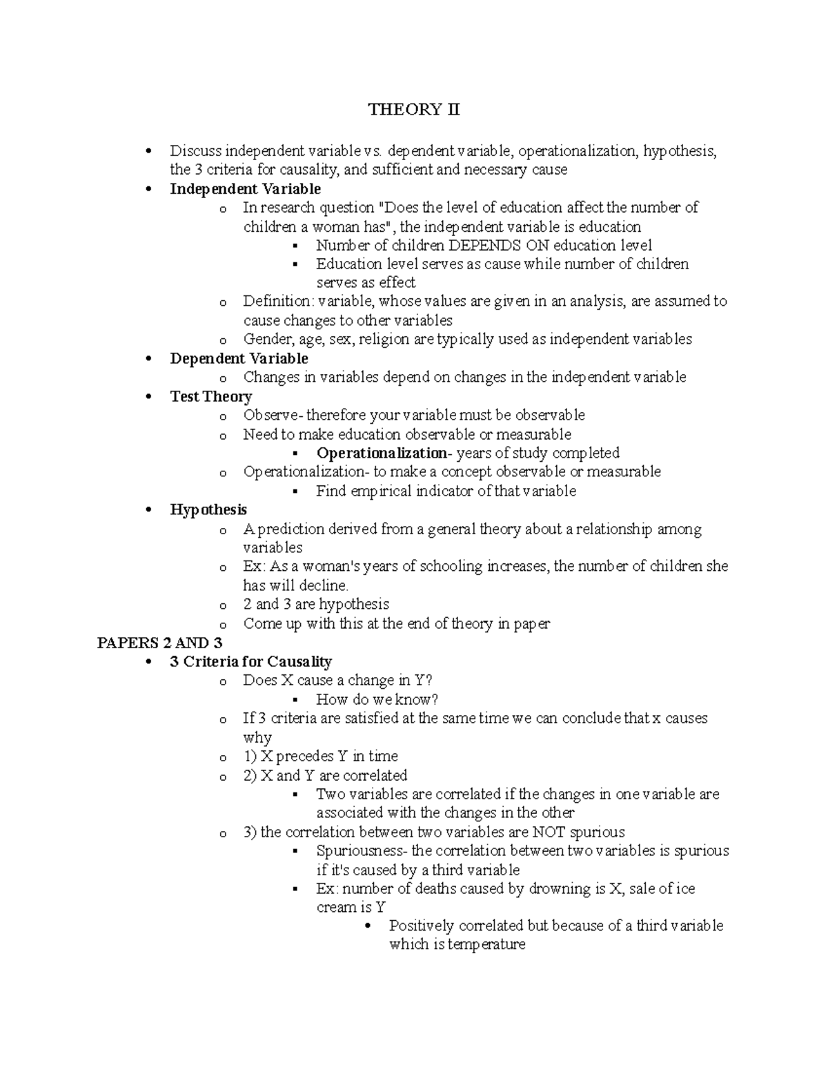 Research methods theory II - THEORY II Discuss independent variable vs ...