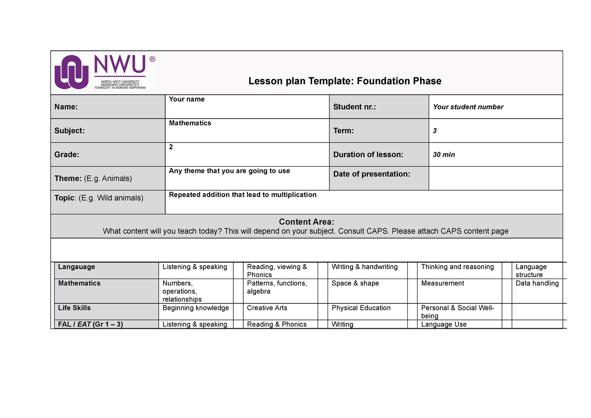 Eng Lesson Plan Template FP 2022 Lesson Plan Template Foundation 