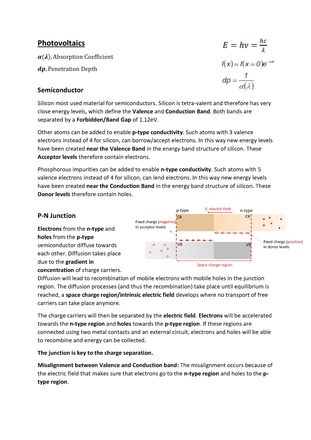 Physics Of Energy Exam - Photovoltaics 𝜶(𝝀), Absorption Coefficient 𝒅𝒑 ...