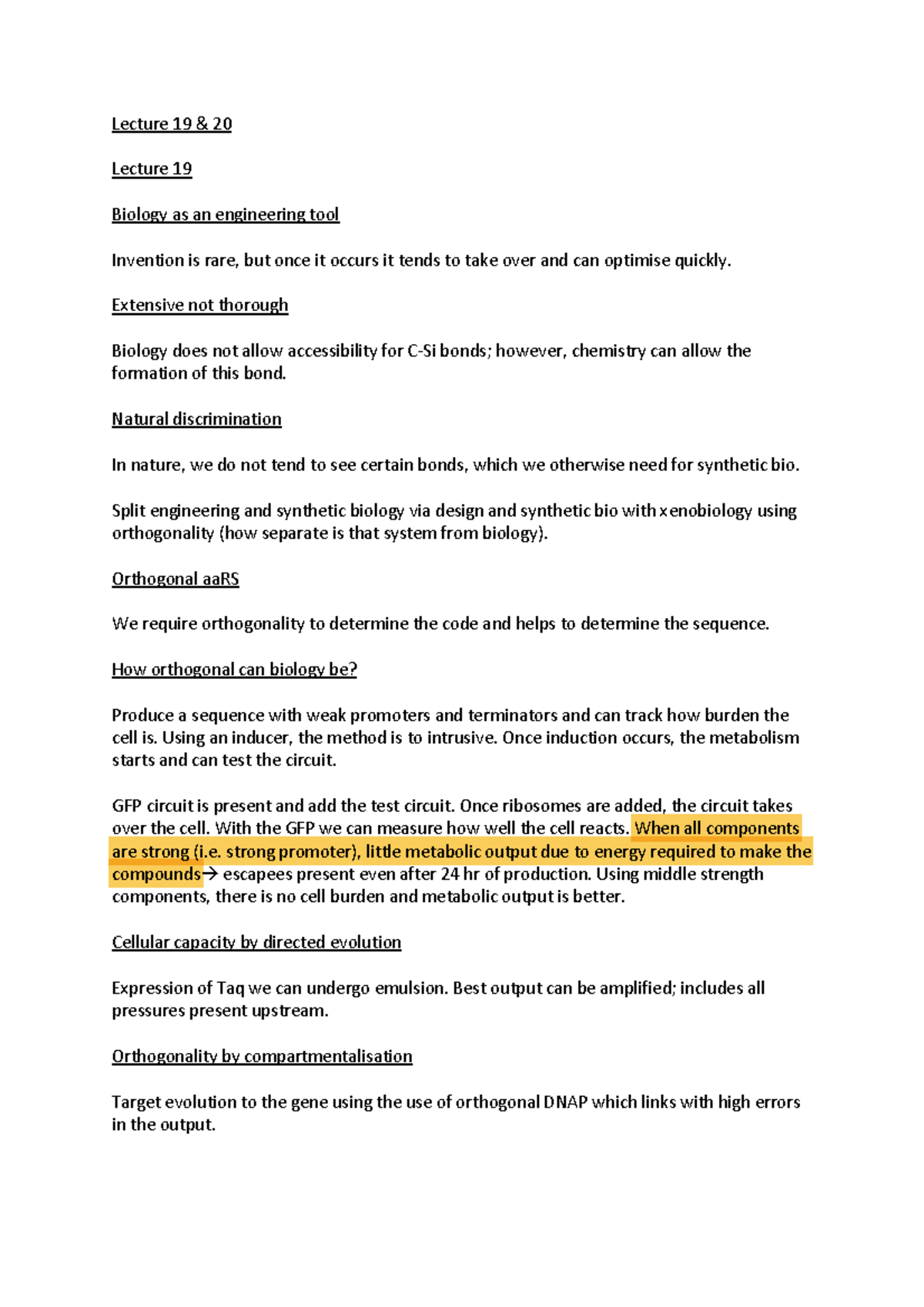 Lecture 19 & 20 notes - Lecture 19 & 20 Lecture 19 Biology as an ...