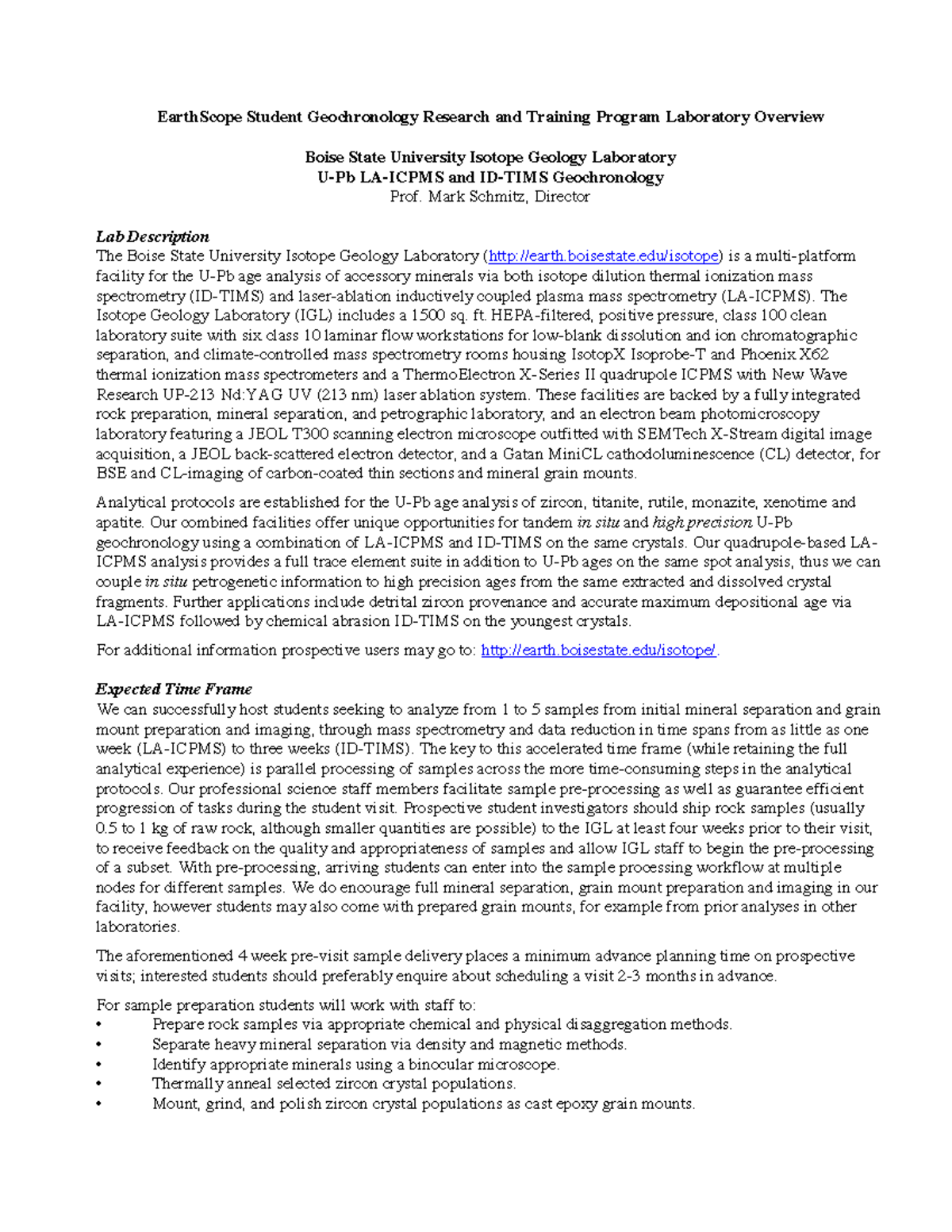Schmitz Lab Profile This these are the lab answers EarthScope