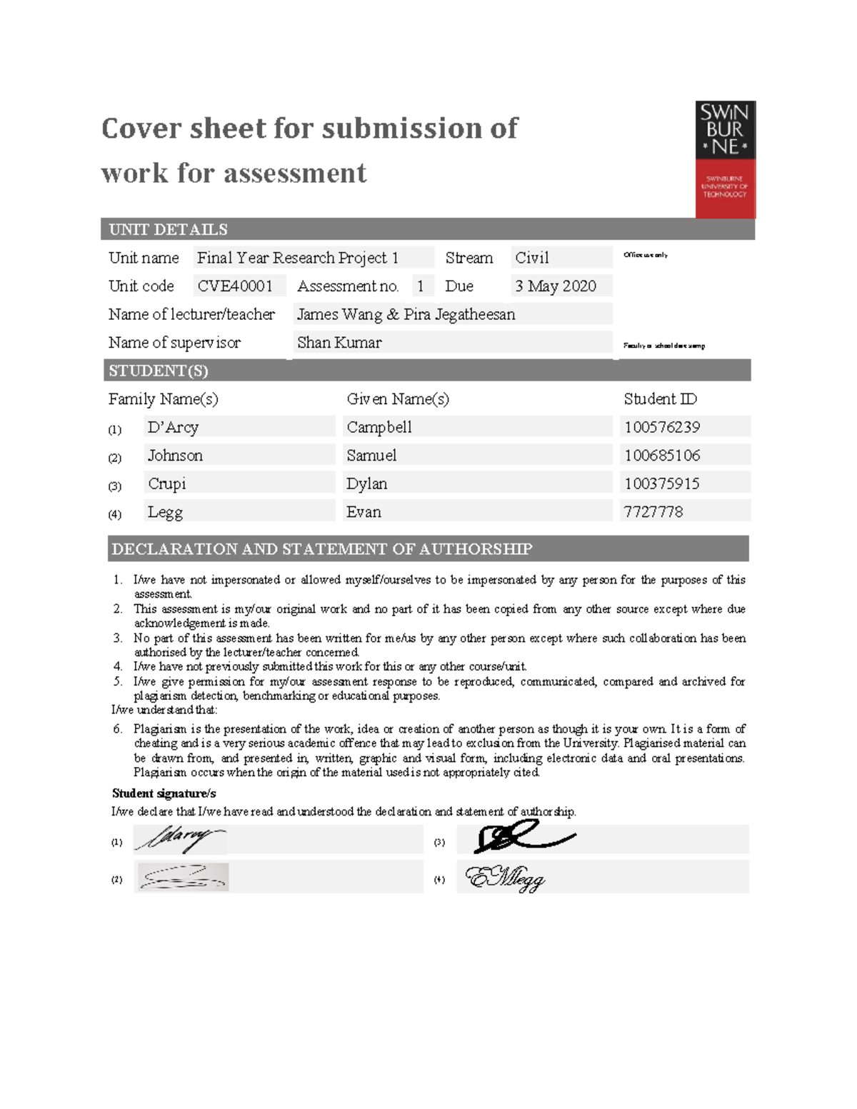 sace research project evaluation cover sheet