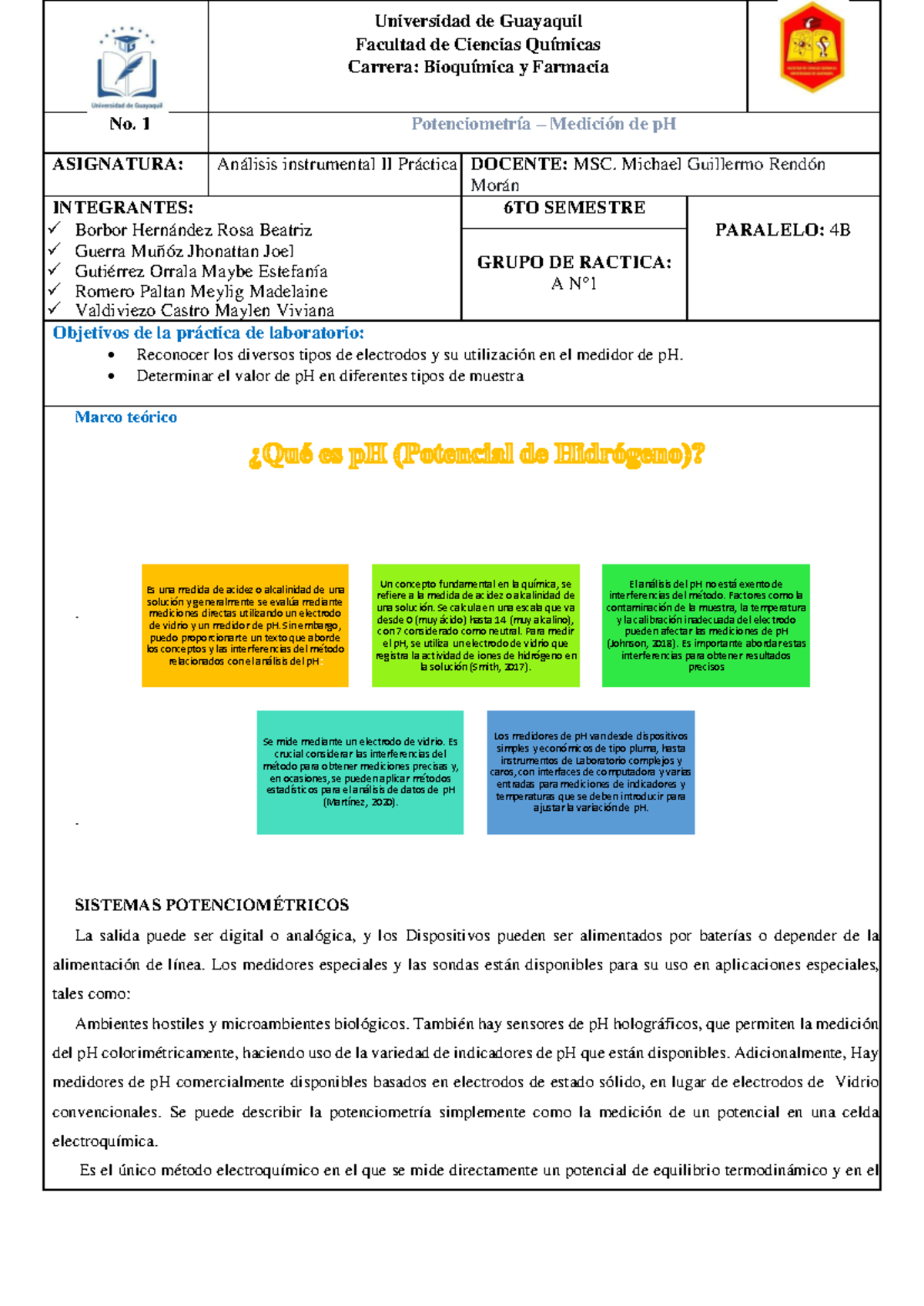 Informe De Laboratorio Universidad De Guayaquil Facultad De Ciencias