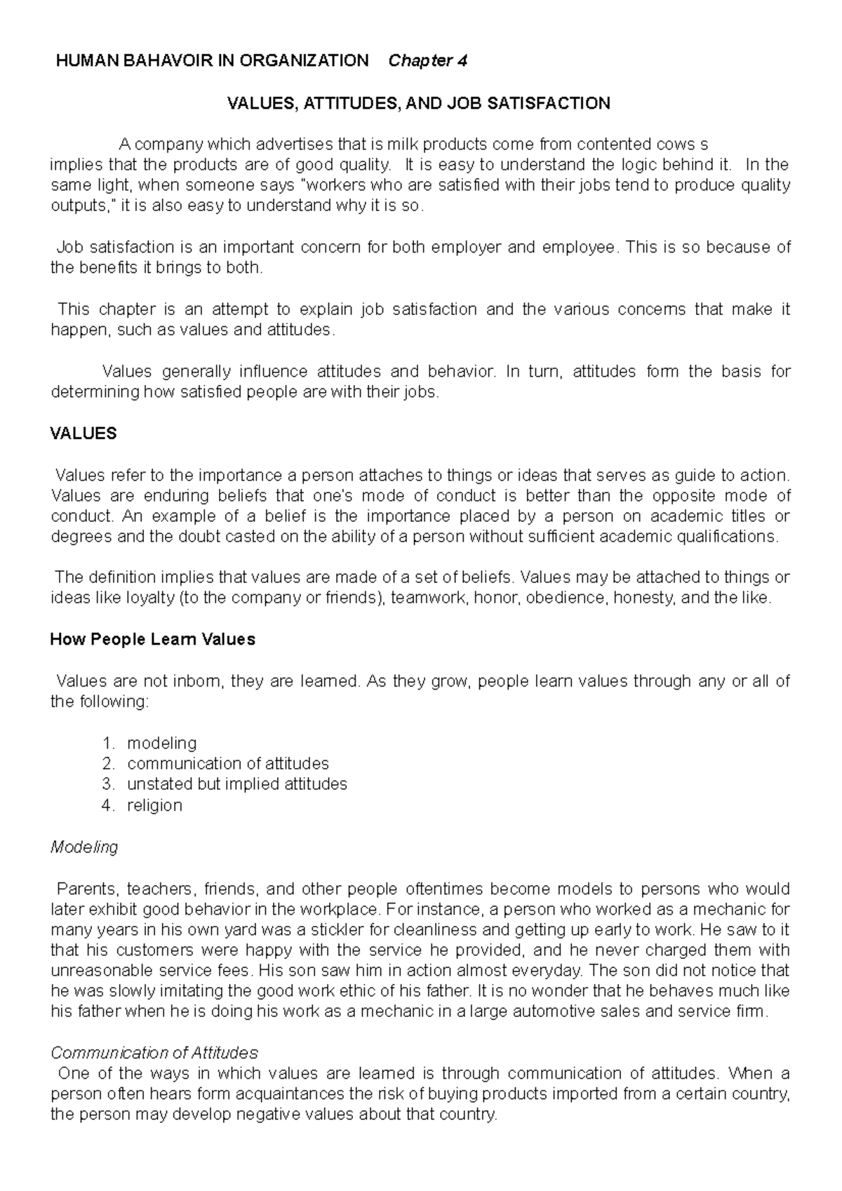 Chapter 4 Hbo Lessons Lecture Notes For Hbo Human Bahavoir In