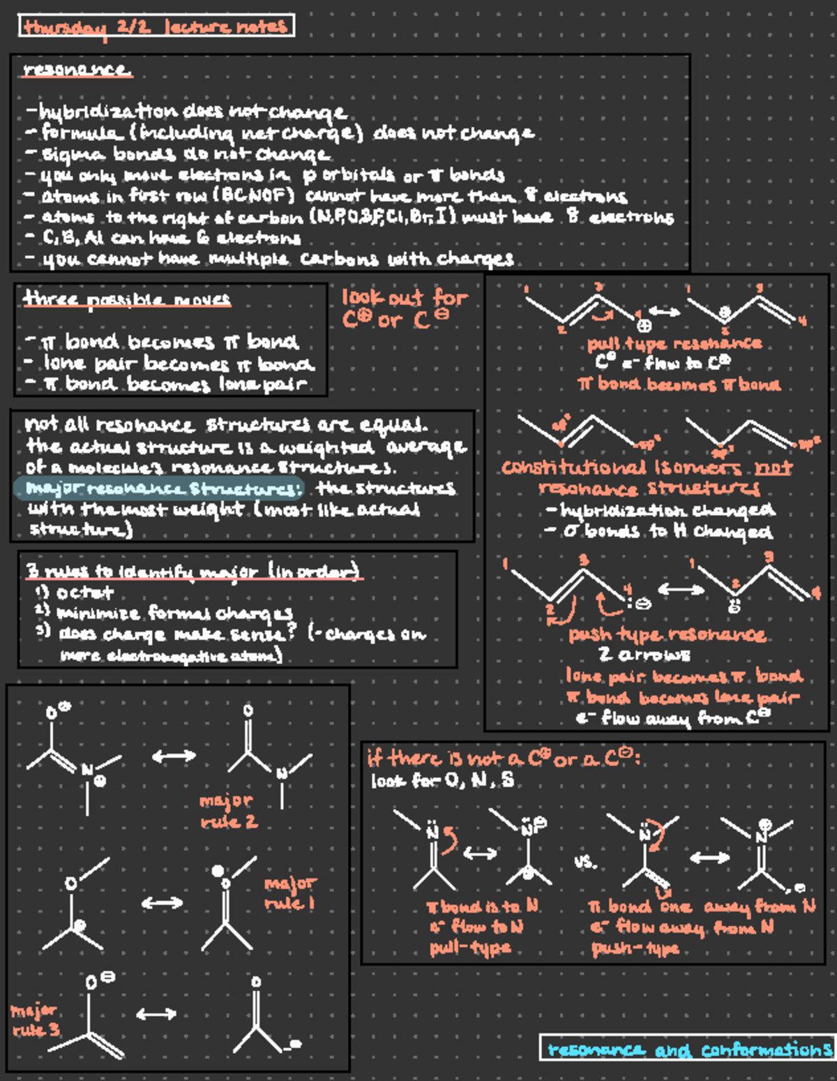 CHEM 343 lecture notes - resonance and conformations - ####### thursday ...