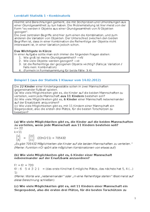 Statistik Zusammenfassung - Statistik I (Deskriptive Statistik) - Uni ...