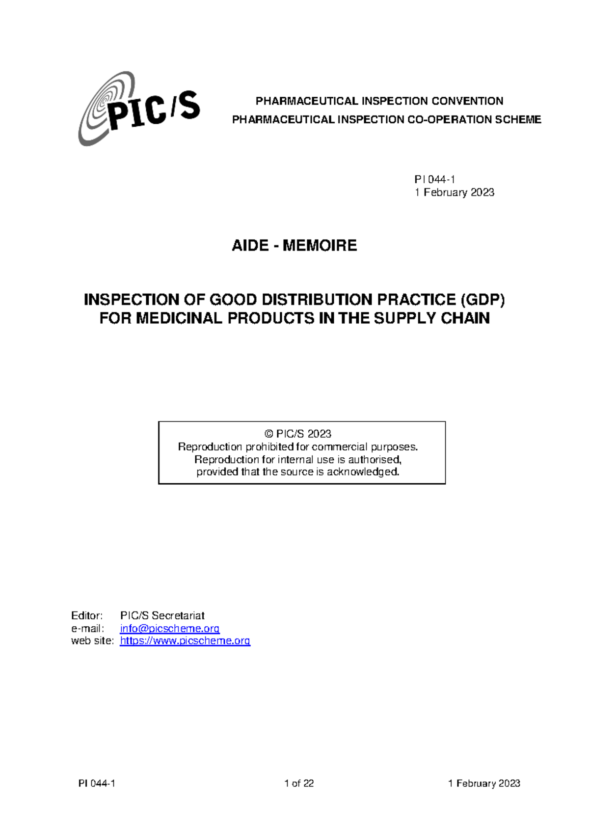 Buenas Prácticas de Distribución - PHARMACEUTICAL INSPECTION CONVENTION ...
