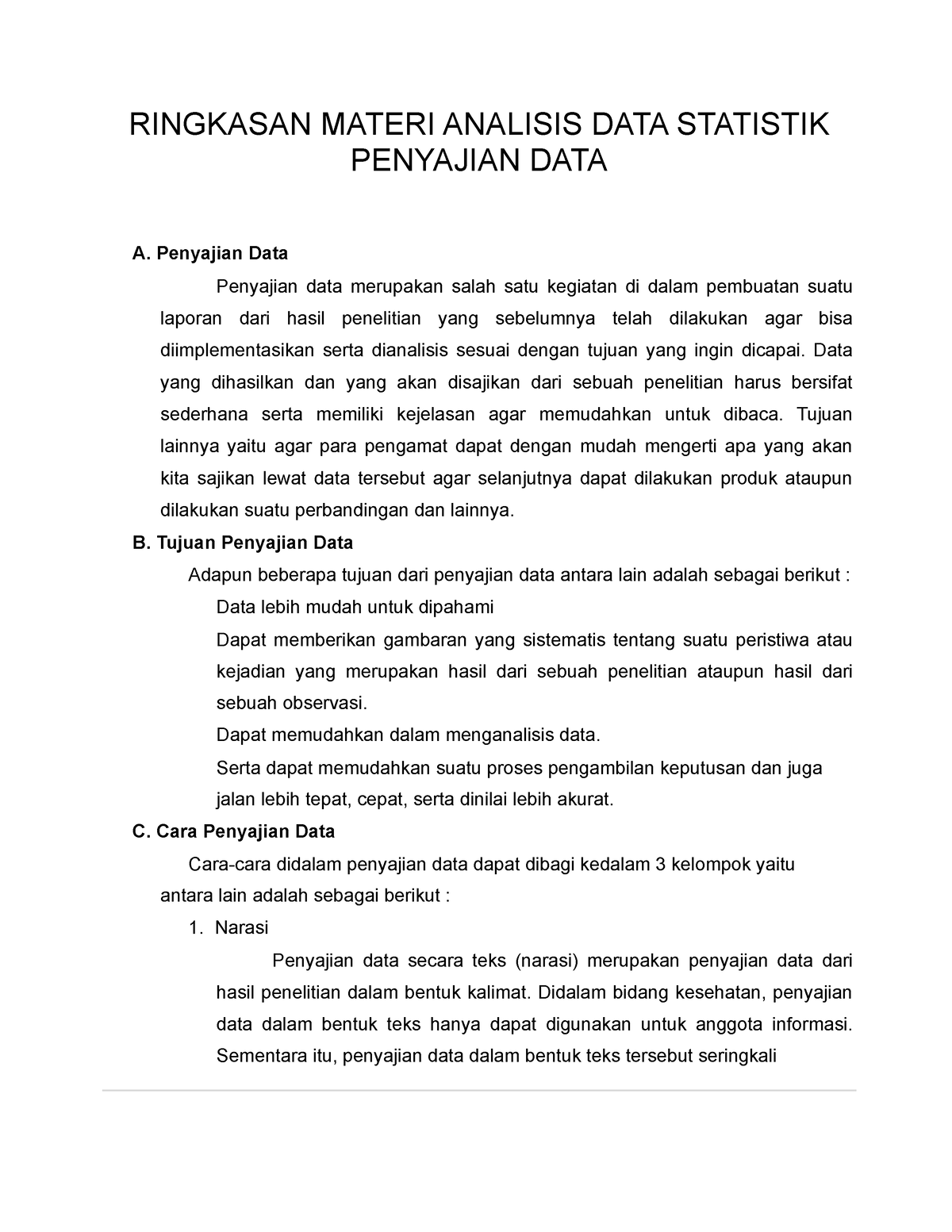 Ringkasan Materi Analisis DATA Statistik Penyajian DATA 4 - RINGKASAN ...