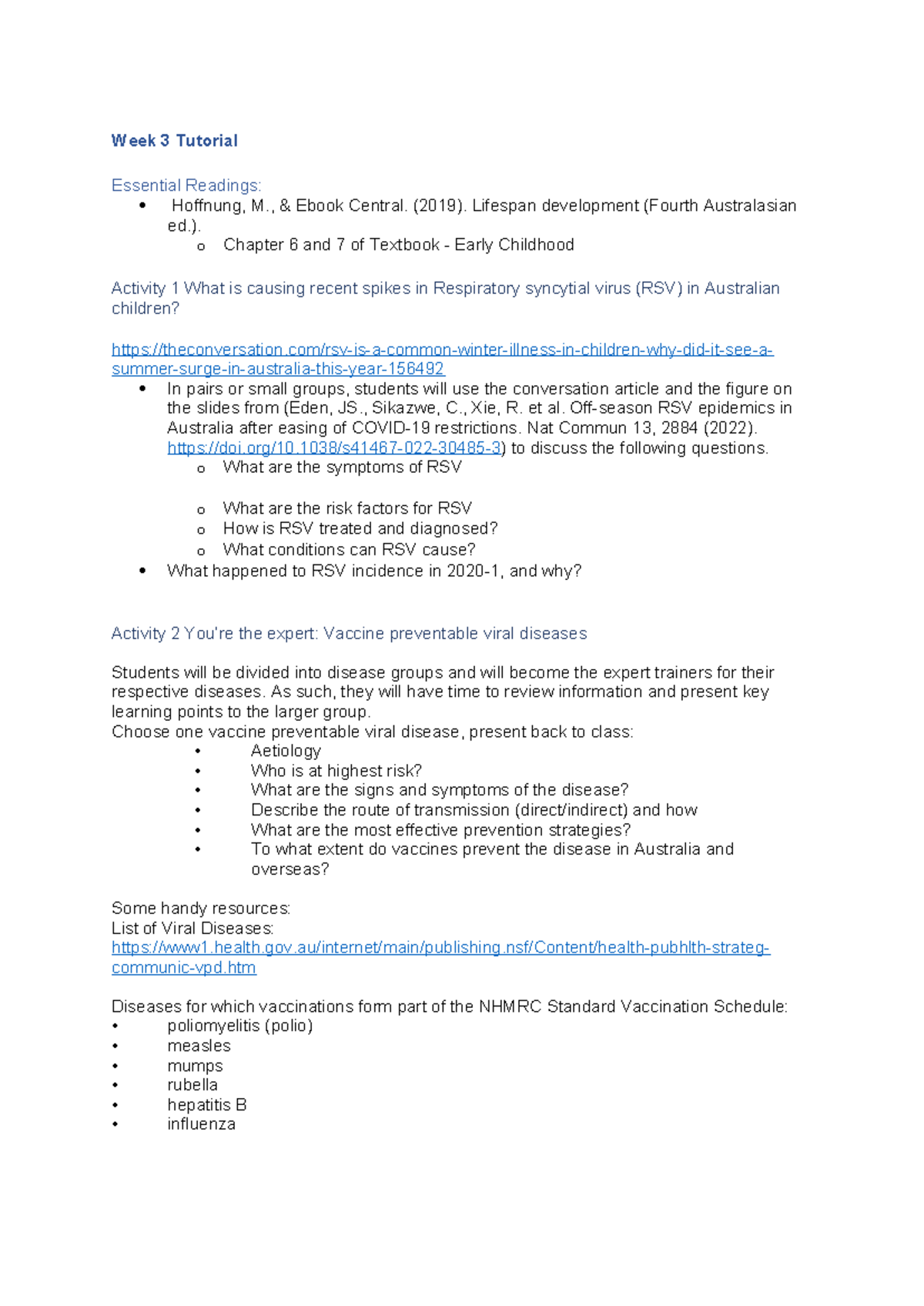 Week 3 Tutorial activites Student - Week 3 Tutorial Essential Readings ...
