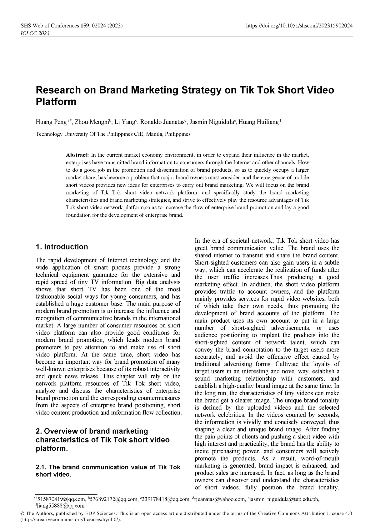 Research On Brand Marketing Strategy On Tik Tok Sh - A515870419@qq ...