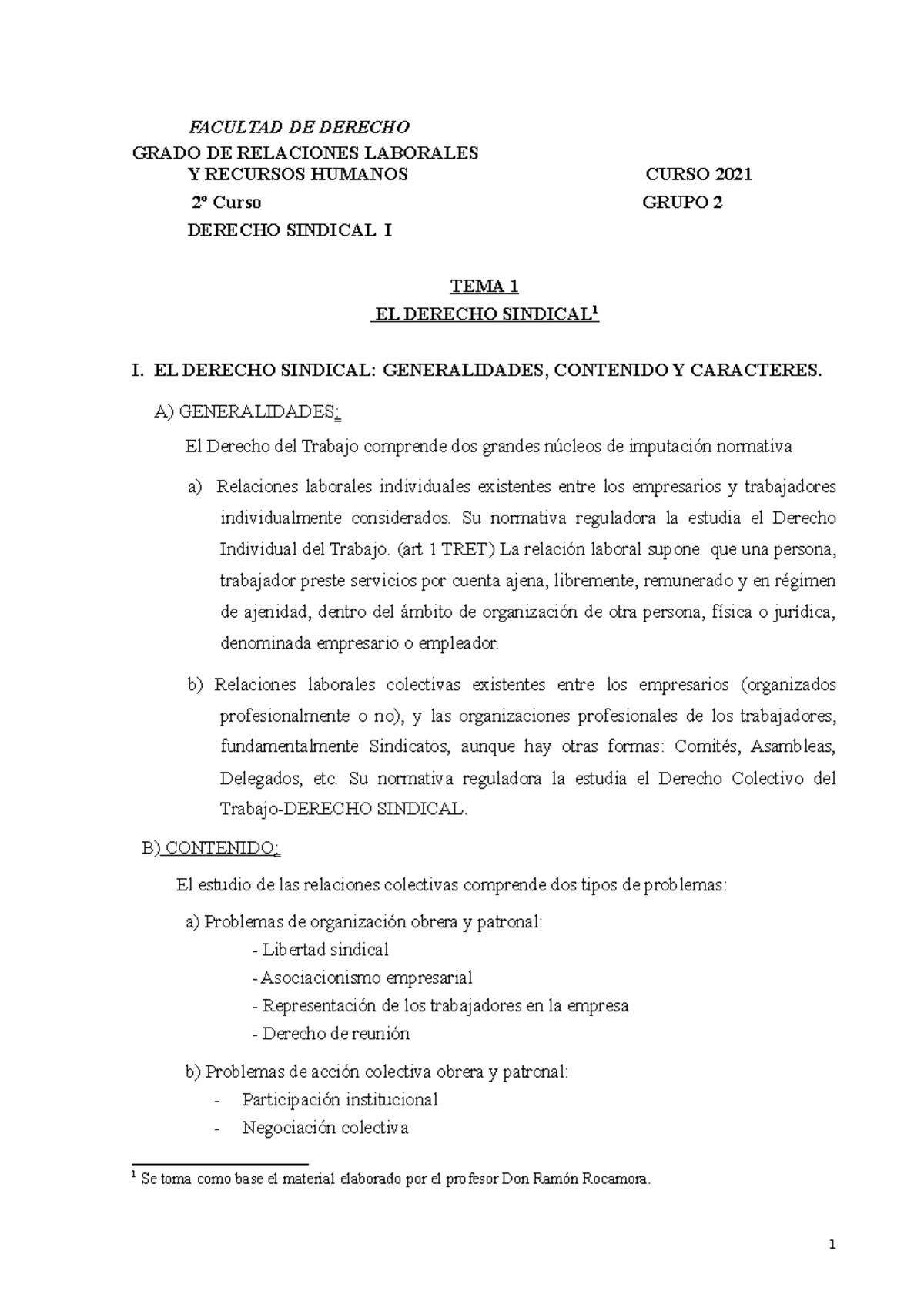 TEMA 1 DERECHO SINDICAL ITEMA 1