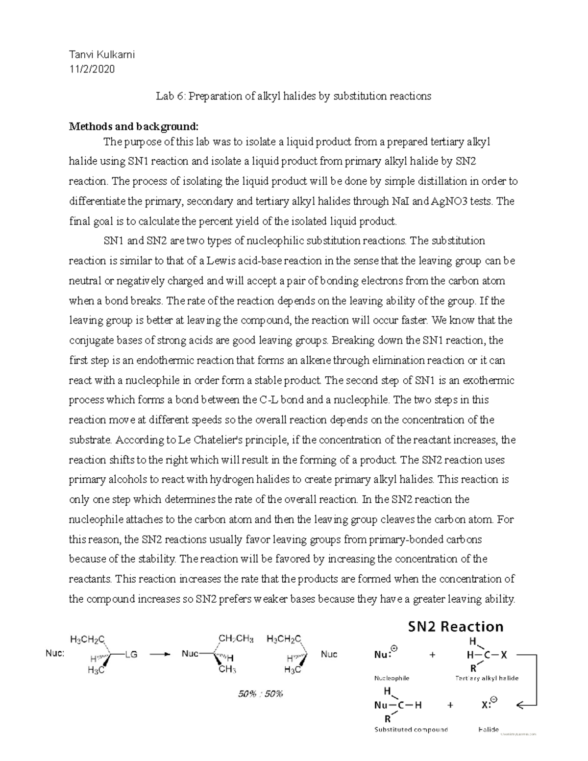 Lab 6 Preparation of alkyl halides by substitution reactions 11/2