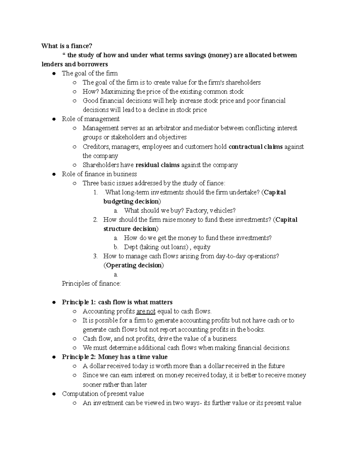 MOS 1023 - Chap 6 - Course notes from the lecture - What is a fiance ...