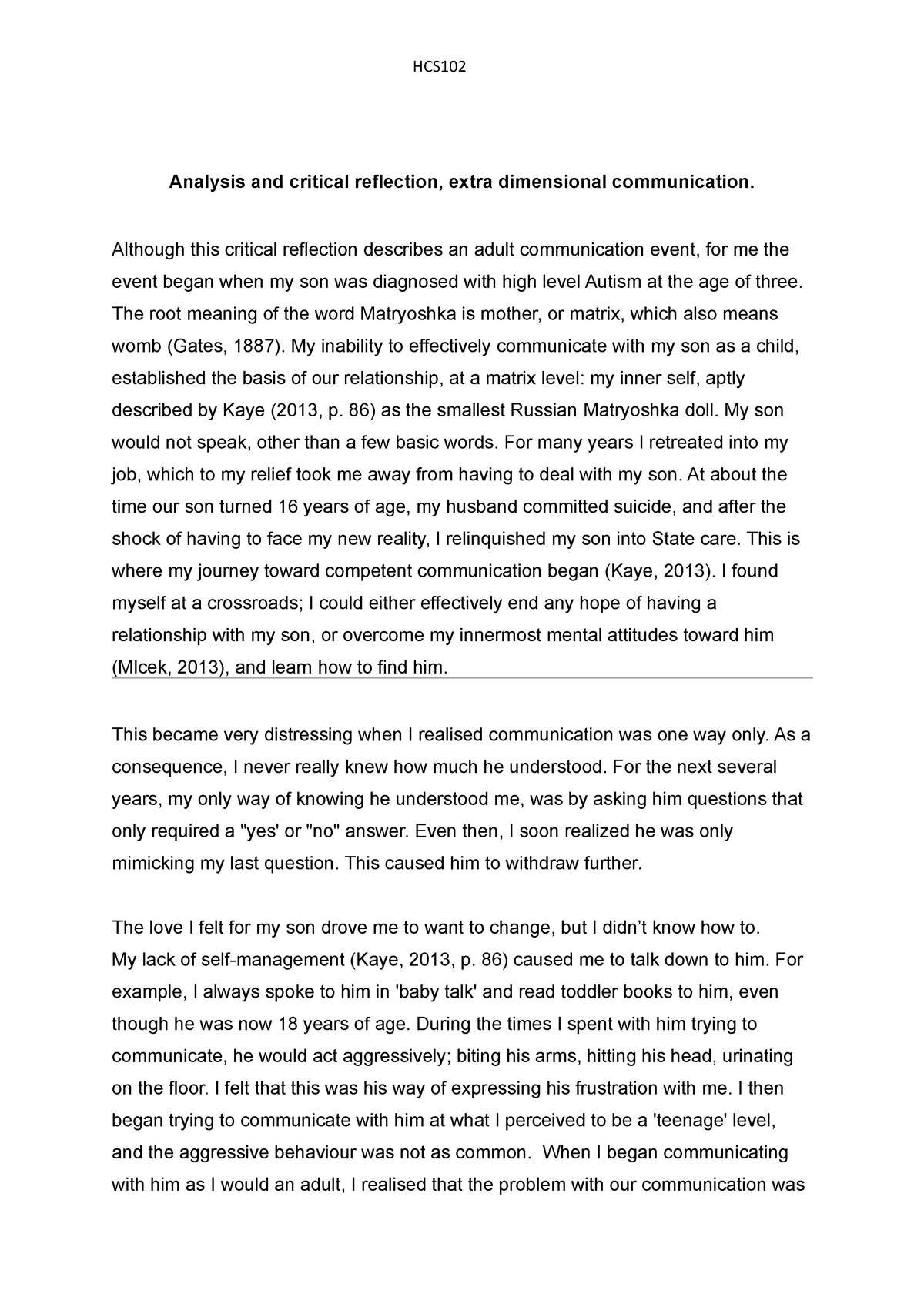 communication reflection essay